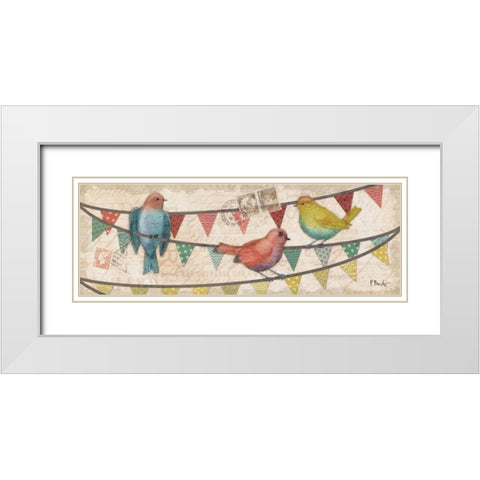 Fancy Flock Panel II White Modern Wood Framed Art Print with Double Matting by Brent, Paul