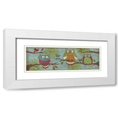 Fantasy Owls Family I White Modern Wood Framed Art Print with Double Matting by Brent, Paul