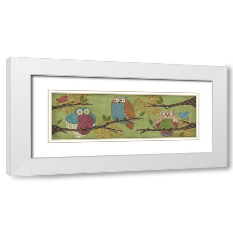 Fantasy Owls Family II White Modern Wood Framed Art Print with Double Matting by Brent, Paul