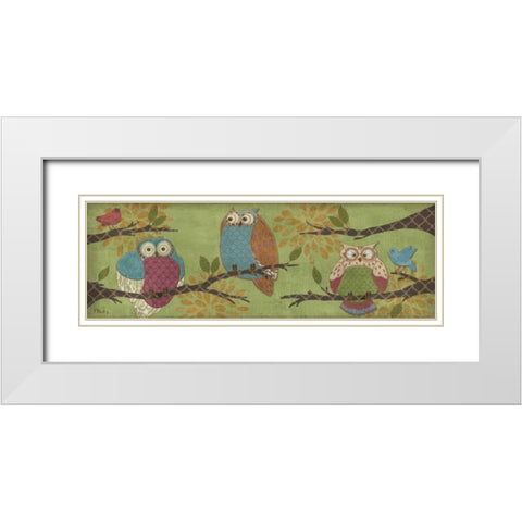 Fantasy Owls Family II White Modern Wood Framed Art Print with Double Matting by Brent, Paul