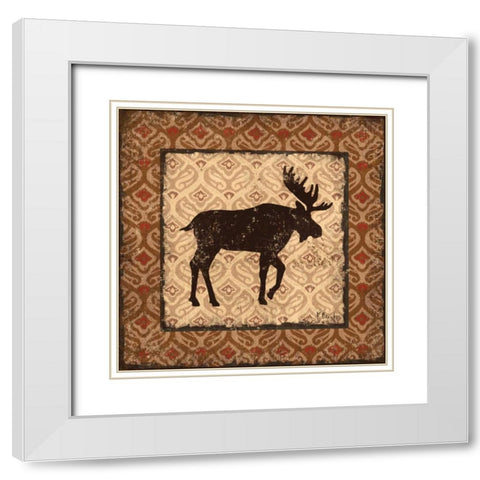 Modern Moose Spice I White Modern Wood Framed Art Print with Double Matting by Brent, Paul