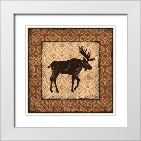 Modern Moose Spice I White Modern Wood Framed Art Print with Double Matting by Brent, Paul