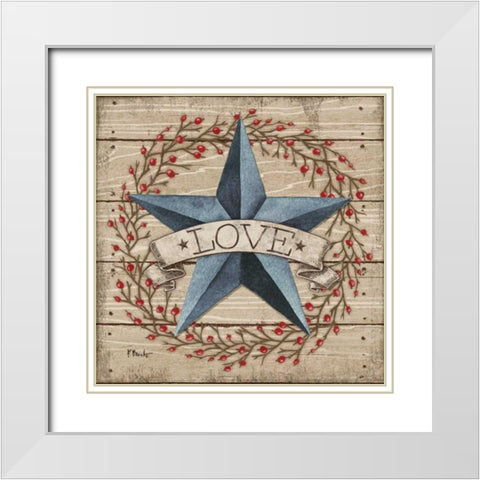 Love Star White Modern Wood Framed Art Print with Double Matting by Brent, Paul