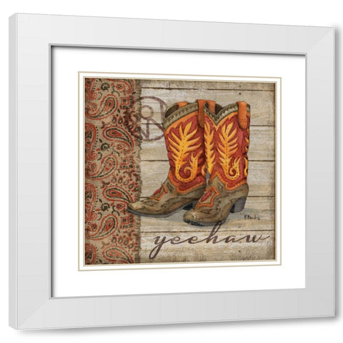 Wild West Boots I White Modern Wood Framed Art Print with Double Matting by Brent, Paul