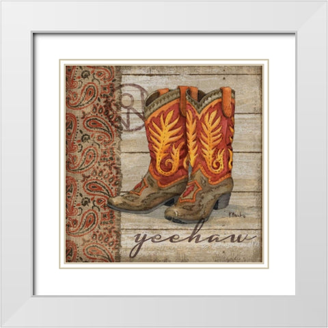Wild West Boots I White Modern Wood Framed Art Print with Double Matting by Brent, Paul