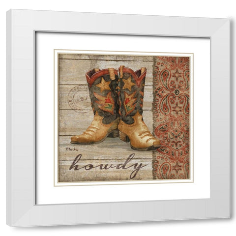 Wild West Boots II White Modern Wood Framed Art Print with Double Matting by Brent, Paul