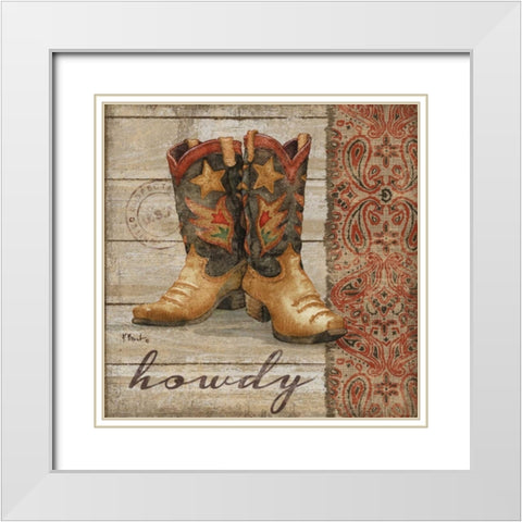Wild West Boots II White Modern Wood Framed Art Print with Double Matting by Brent, Paul