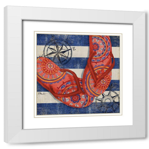 Nautical Flip Flops I White Modern Wood Framed Art Print with Double Matting by Brent, Paul