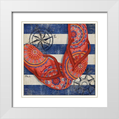 Nautical Flip Flops I White Modern Wood Framed Art Print with Double Matting by Brent, Paul