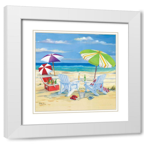 5 o-clock Beach I White Modern Wood Framed Art Print with Double Matting by Brent, Paul
