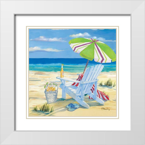 5 oclock Beach II White Modern Wood Framed Art Print with Double Matting by Brent, Paul