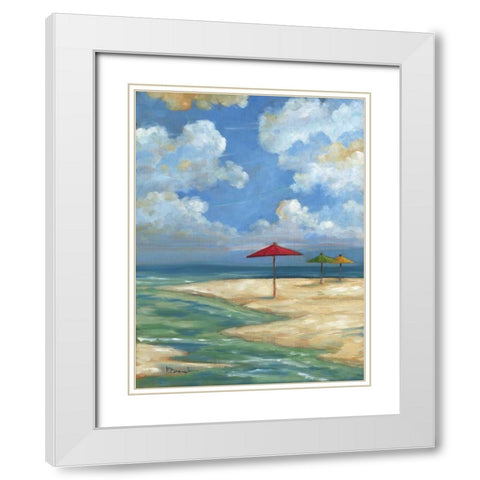 Umbrella Beachscape I White Modern Wood Framed Art Print with Double Matting by Brent, Paul