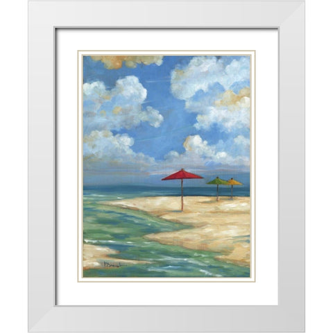 Umbrella Beachscape I White Modern Wood Framed Art Print with Double Matting by Brent, Paul