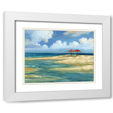 Umbrella Beachscape IV White Modern Wood Framed Art Print with Double Matting by Brent, Paul
