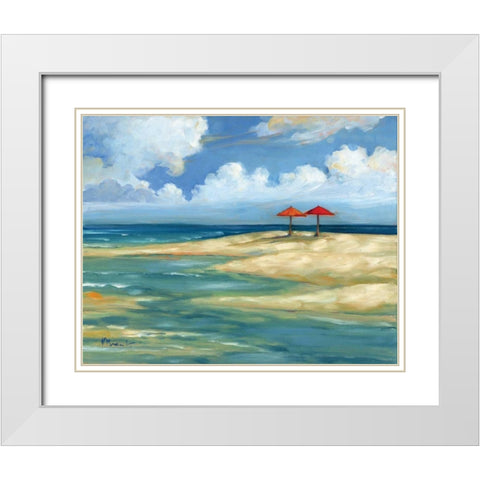 Umbrella Beachscape IV White Modern Wood Framed Art Print with Double Matting by Brent, Paul