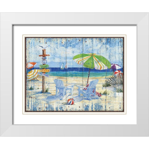 Beach Signs I White Modern Wood Framed Art Print with Double Matting by Brent, Paul