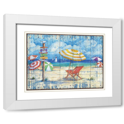 Beach Signs II White Modern Wood Framed Art Print with Double Matting by Brent, Paul