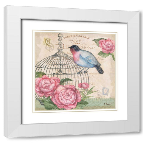 Bella Flora II White Modern Wood Framed Art Print with Double Matting by Brent, Paul