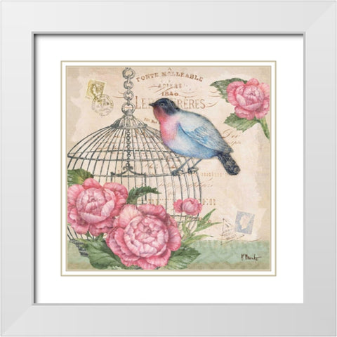 Bella Flora II White Modern Wood Framed Art Print with Double Matting by Brent, Paul