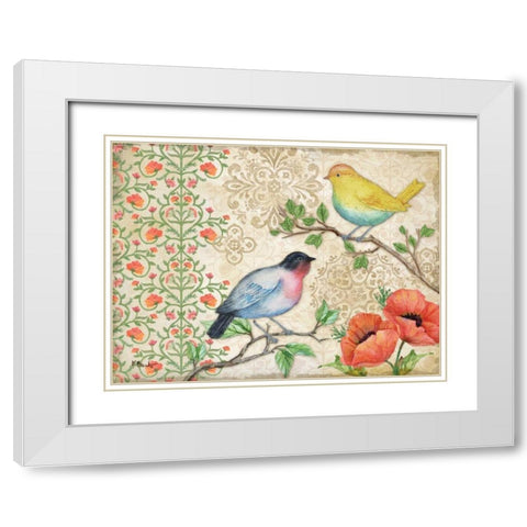 Blossoming Birds I White Modern Wood Framed Art Print with Double Matting by Brent, Paul
