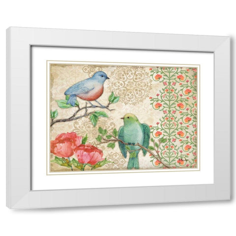 Blossoming Birds II White Modern Wood Framed Art Print with Double Matting by Brent, Paul