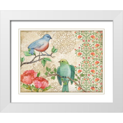 Blossoming Birds II White Modern Wood Framed Art Print with Double Matting by Brent, Paul