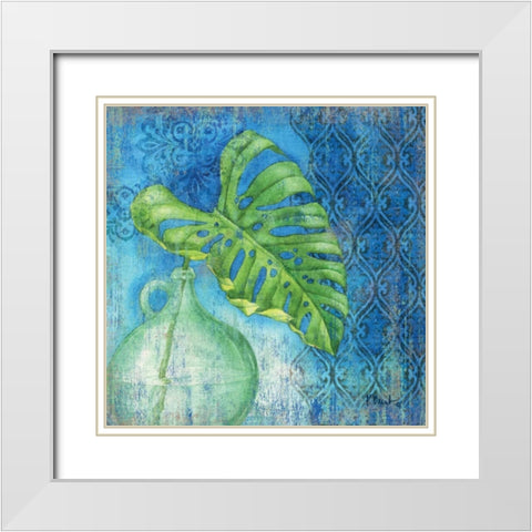 Sea Glass Palm I White Modern Wood Framed Art Print with Double Matting by Brent, Paul