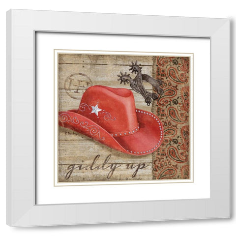 Wild West Hats III White Modern Wood Framed Art Print with Double Matting by Brent, Paul