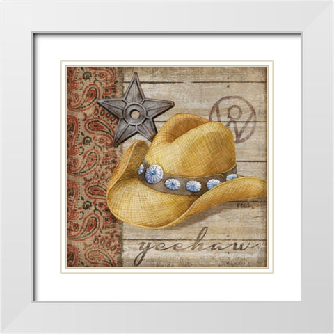 Wild West Hats IV White Modern Wood Framed Art Print with Double Matting by Brent, Paul
