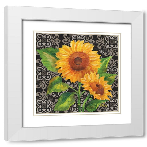 Sunflower Chic I White Modern Wood Framed Art Print with Double Matting by Brent, Paul