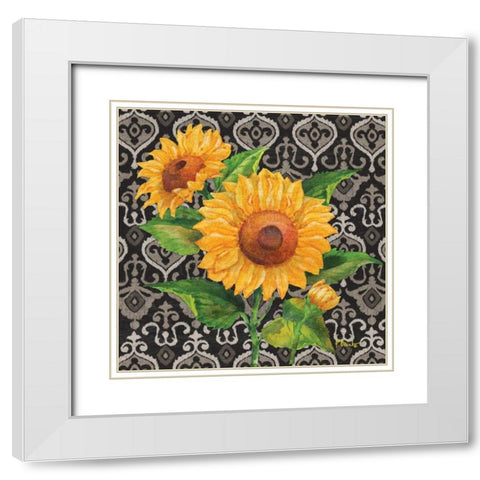 Sunflower Chic II White Modern Wood Framed Art Print with Double Matting by Brent, Paul