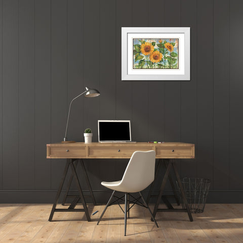 Summer Sunflowers White Modern Wood Framed Art Print with Double Matting by Brent, Paul