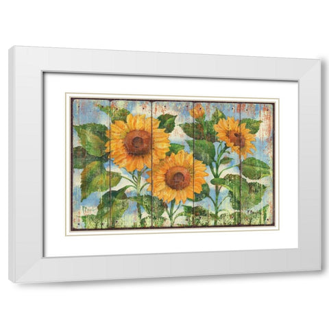 Summer Sunflowers White Modern Wood Framed Art Print with Double Matting by Brent, Paul