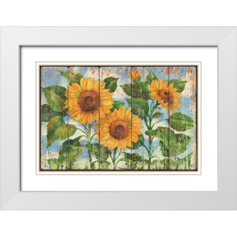Summer Sunflowers White Modern Wood Framed Art Print with Double Matting by Brent, Paul
