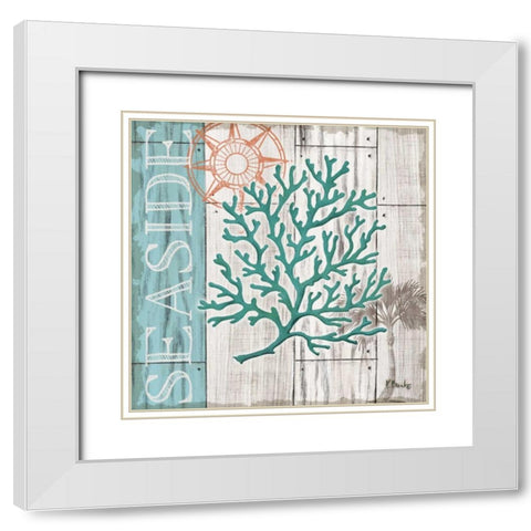 Coral Azul I White Modern Wood Framed Art Print with Double Matting by Brent, Paul