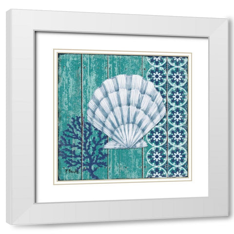 Indigo Sea II White Modern Wood Framed Art Print with Double Matting by Brent, Paul