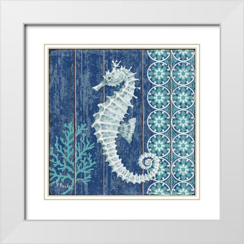 Indigo Sea VI White Modern Wood Framed Art Print with Double Matting by Brent, Paul