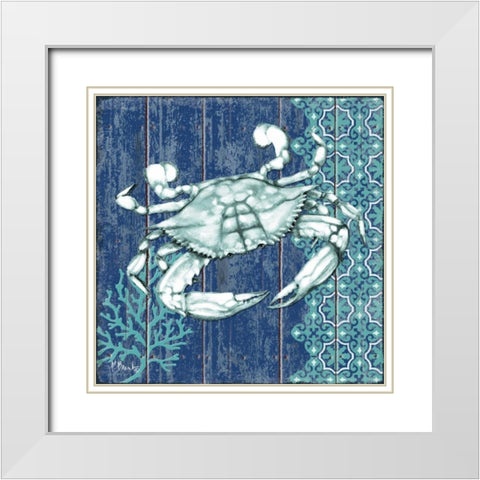 Indigo Sea VIII White Modern Wood Framed Art Print with Double Matting by Brent, Paul