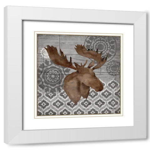 Woodland Ikat III White Modern Wood Framed Art Print with Double Matting by Brent, Paul