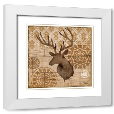 Woodland Ikat IV White Modern Wood Framed Art Print with Double Matting by Brent, Paul