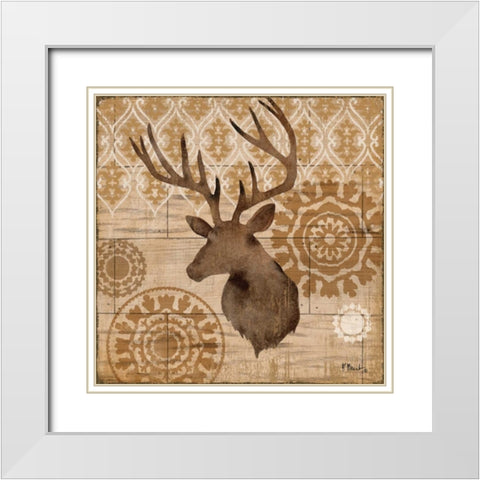 Woodland Ikat IV White Modern Wood Framed Art Print with Double Matting by Brent, Paul