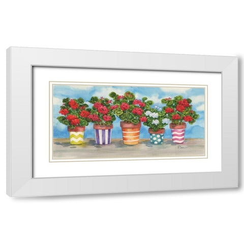 Fancy Pots Geraniums White Modern Wood Framed Art Print with Double Matting by Brent, Paul