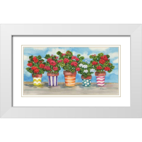 Fancy Pots Geraniums White Modern Wood Framed Art Print with Double Matting by Brent, Paul