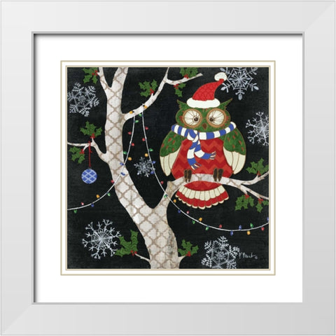 Winter Fantasy Owls I White Modern Wood Framed Art Print with Double Matting by Brent, Paul