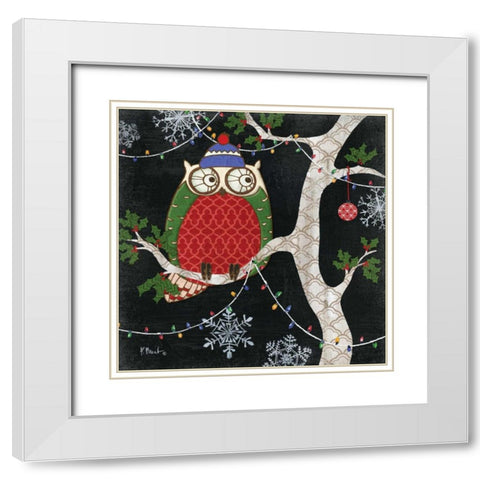 Winter Fantasy Owls II White Modern Wood Framed Art Print with Double Matting by Brent, Paul