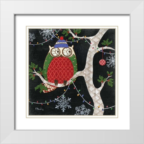 Winter Fantasy Owls II White Modern Wood Framed Art Print with Double Matting by Brent, Paul