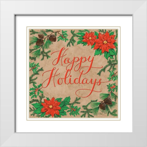 Happy Holidays White Modern Wood Framed Art Print with Double Matting by Brent, Paul