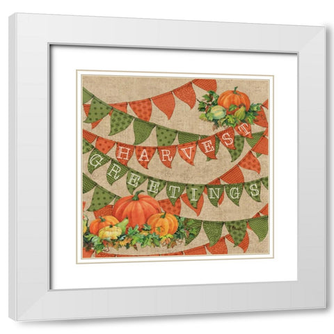 Harvest Greetings White Modern Wood Framed Art Print with Double Matting by Brent, Paul