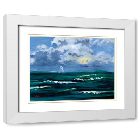 Sailboat Cloudscape White Modern Wood Framed Art Print with Double Matting by Brent, Paul