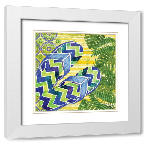 Blue Sarasota Sandals I White Modern Wood Framed Art Print with Double Matting by Brent, Paul